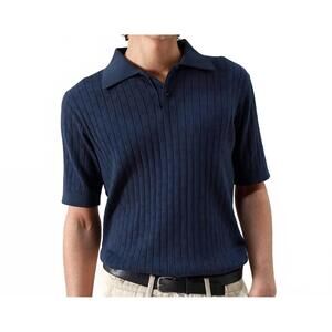 NEW FAR AFIELD jacobs perforated lace polo in navy iris
